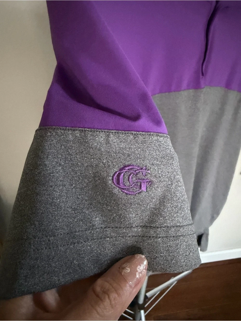adidas Men’s Purple and Gray Colorblock Polo
